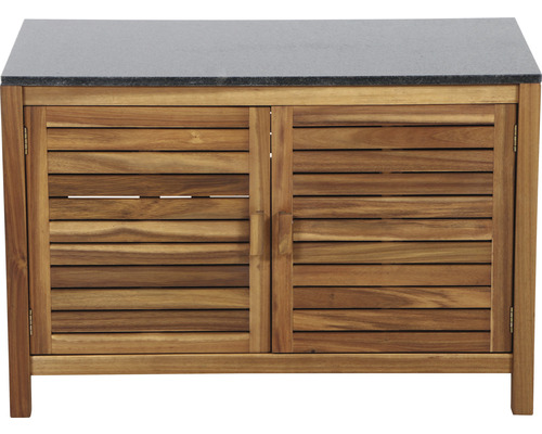Holzunterschrank mit zwei Türen und Steinplatte
