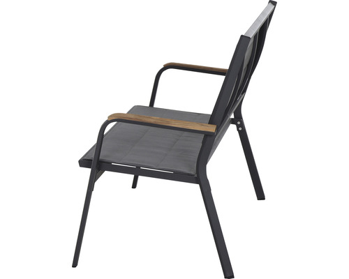 Gartenbank mit Armlehnen aus Metall und Holz