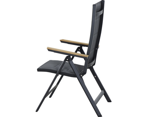 Chaise de jardin en aluminium avec accoudoirs en bois