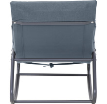 Rückansicht eines Loungesessels mit Stoffbezug und Metallgestell