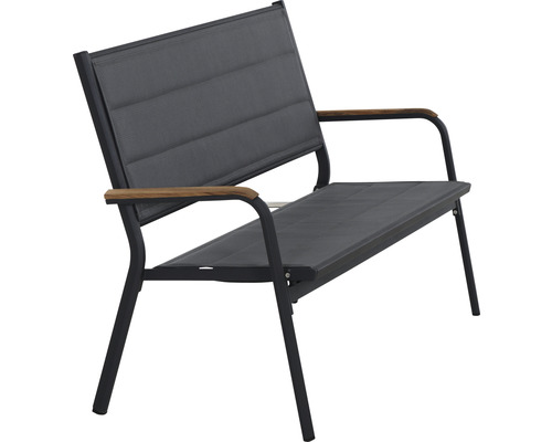 Gartenbank mit Armlehnen aus Metall und Textilbespannung