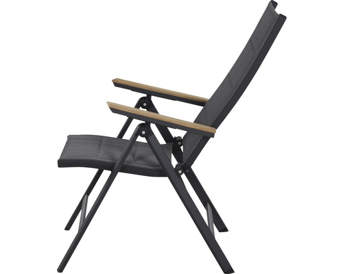 Chaise de jardin avec accoudoirs en aluminium et revêtement textile