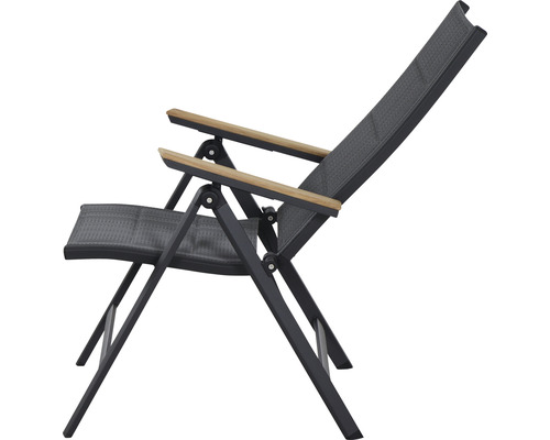 Fauteuil de jardin avec accoudoirs en bois et revêtement textile