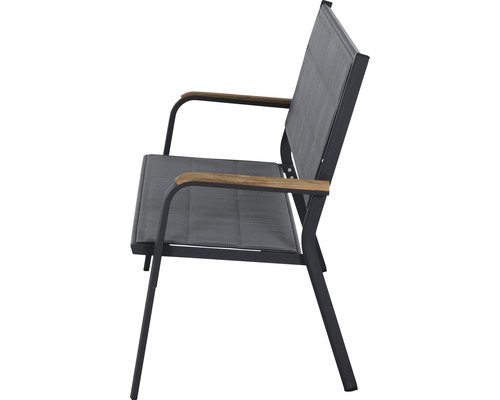 Gartenbank mit Armlehnen aus Metall und Textilbespannung