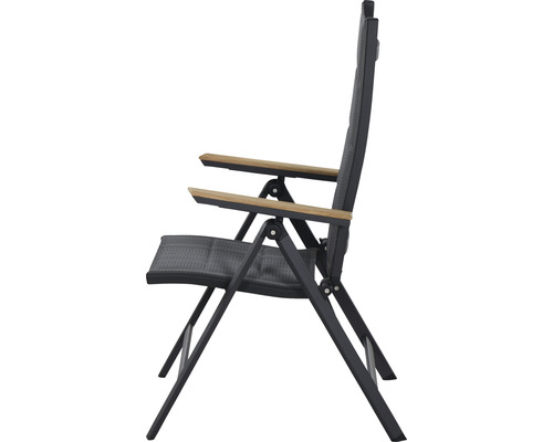 Fauteuil de jardin avec accoudoirs en teck et cadre métallique pliable