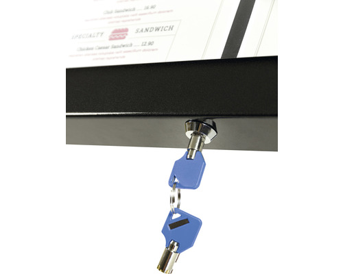 Schloss und Schlüssel für Schaukasten