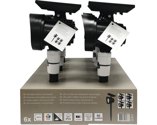 LED Solarstrahler mit Erdspieß im 6er Pack