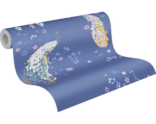 Tapetenrolle mit Pfauen und floralem Muster