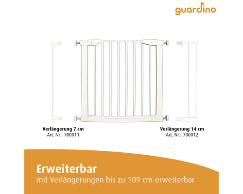 Guardino Türschutzgitter mit 7 Zentimeter und 14 Zentimeter Verlängerung