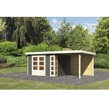 Gartenhaus Karibu Naomi 6 inkl. Anbau 2,4 m mit Rückwand 558 x 331 cm grau