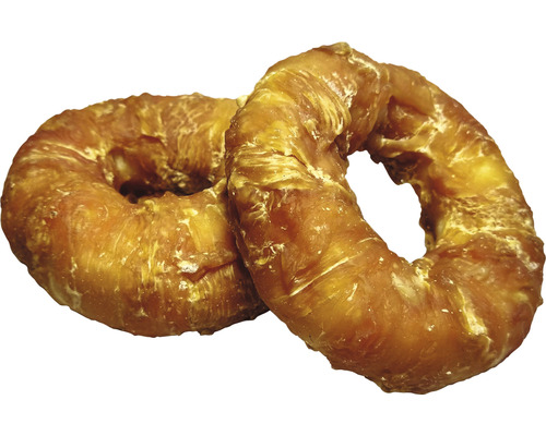 Zwei Hunde Snacks in Ringform