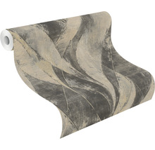 Papier peint intissé Concrete feuilles Noir