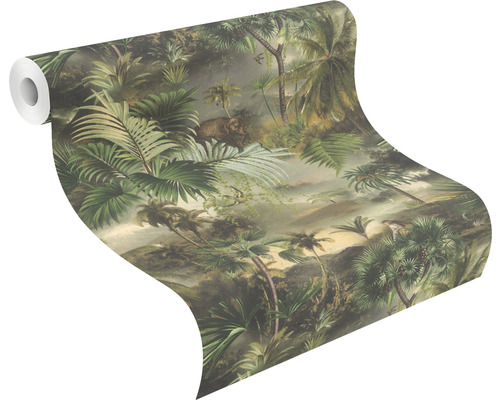 Rouleau de papier peint avec des motifs de jungle et des plantes tropicales