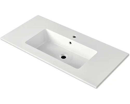 Plan de toilette avec vasque rectangulaire et trou de robinet