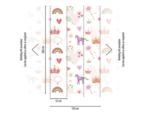 Motif de papier peint avec des motifs de conte de fées, largeur du motif 53 cm