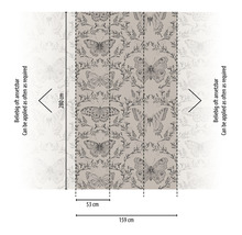 Papier peint avec motif de papillons et dimensions 280 sur 159 centimètres