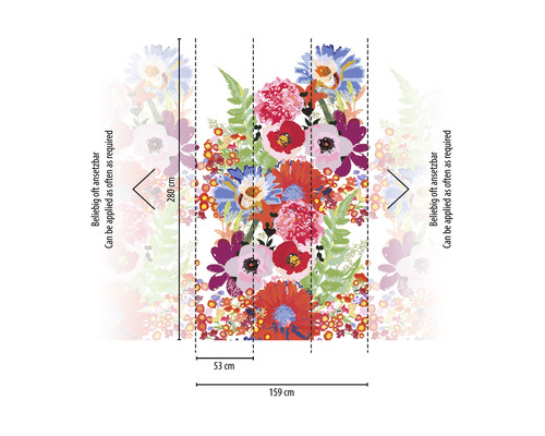 Dimensions du papier peint photo avec motif floral