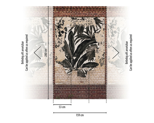 Fototapete mit Pflanzenmuster, Größe 280 mal 159 Zentimeter