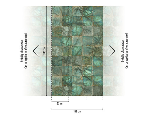 Rouleau de papier peint à motif de carreaux et motif végétal, 280 cm de haut et 159 cm de large