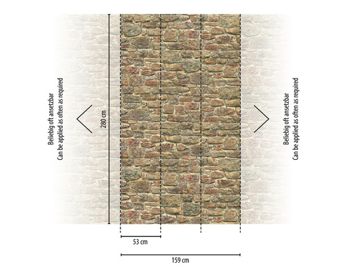 Papier peint photo avec motif de pierre et dimensions 280 sur 159 centimètres