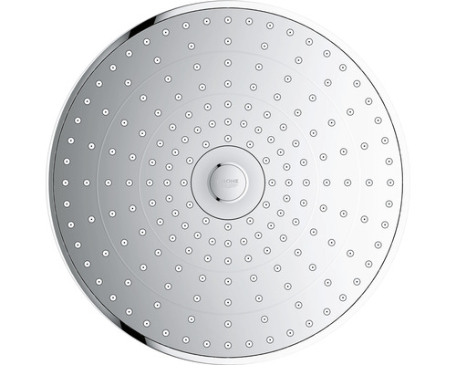 Runde Kopfbrause mit mehreren Wasserdüsen und Grohe Logo
