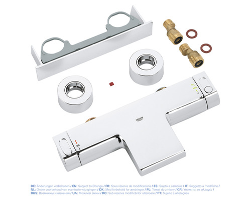 Mitigeur thermostatique apparent avec raccords en S et rosaces