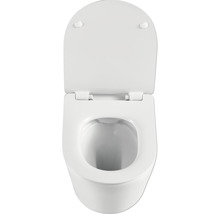WC suspendu à fond creux avec bride ouverte et siège de WC