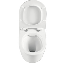 WC suspendu à fond creux avec bride ouverte et abattant WC