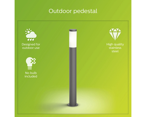 Borne d''extérieur en acier inoxydable, ampoule non incluse