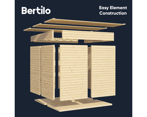 Maison de jardin Bertilo en construction à éléments simples