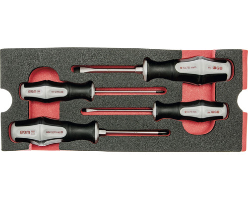 Jeu de tournevis WGB avec quatre pièces dans un insert en mousse