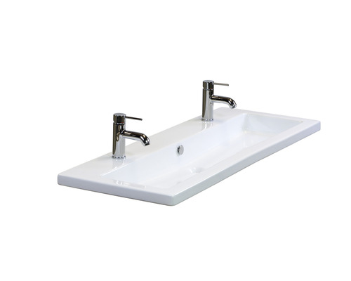 Vasque rectangulaire avec deux robinets