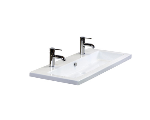 Lavabo rectangulaire avec deux robinets