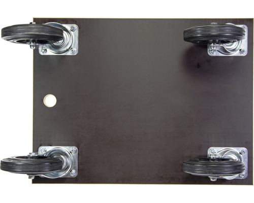 Transportroller mit vier Rädern und einer Lochbohrung