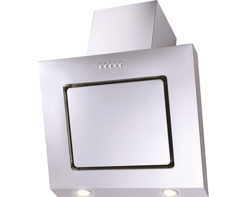 Edelstahl Dunstabzugshaube mit Bedienknöpfen und Beleuchtung