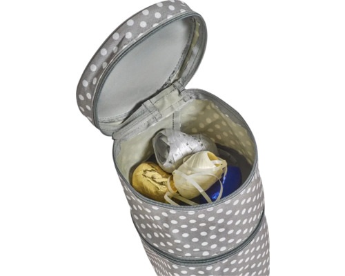 Récipient de stockage de papier cadeau avec fermeture éclair et motif à pois rempli