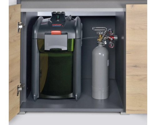 Filtre externe d''aquarium et système de CO2 dans le meuble bas