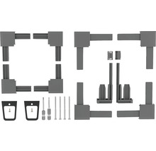 Kit de montage pour un potager surélevé composé de connecteurs d''angle, de profilés, de vis et d''autres accessoires