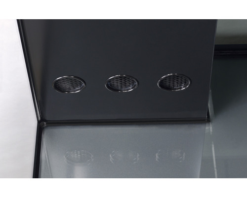 Detailaufnahme einer Dunstabzugshaube mit runden Leuchten