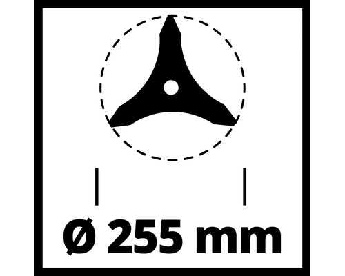 Symbol: Mähblattdurchmesser 255 mm