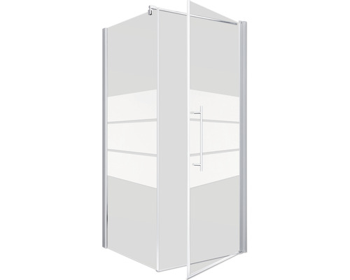 Eckdusche mit Glasfront und Tür