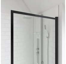 Badewannenaufsatz 1-teilig Aurlane Dark Edge 75 x 130 cm Klarglas Profilfarbe schwarz FAC602