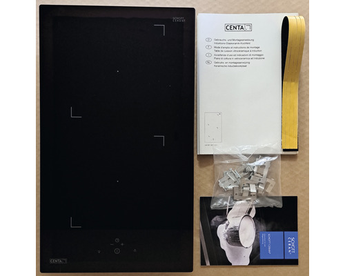 Table de cuisson à induction Centa avec accessoires de montage et mode d''emploi