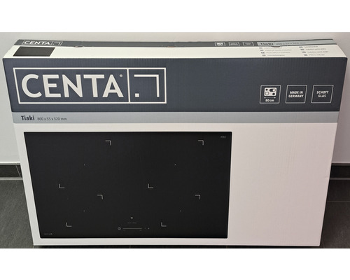 Emballage de la table de cuisson à induction Centa Tiaki d''une largeur de 80 centimètres, fabriquée en Allemagne, avec verre Schott