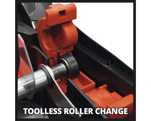 Werkzeugloser Rollenwechsel dargestellt.