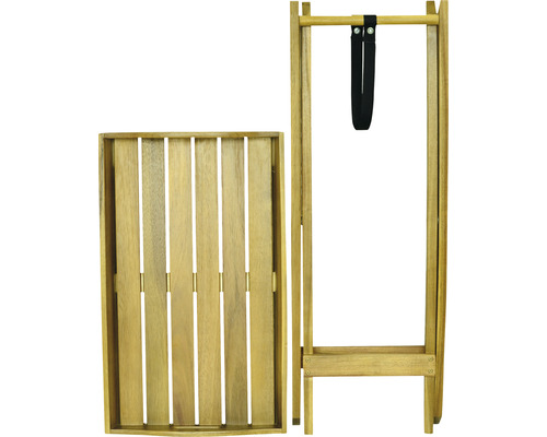 Holztablett mit Tragegestell für den Transport