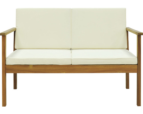 Banc de jardin en bois avec coussins d''assise