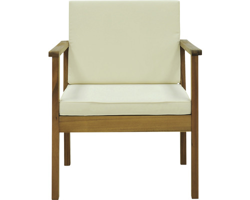 Fauteuil de jardin en acacia avec coussin d''assise et coussin de dossier