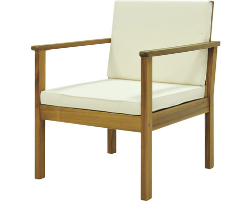 Fauteuil de jardin en bois avec coussin d''assise et dossier