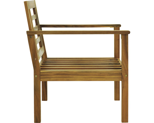 Vue latérale d''une chaise de jardin en bois